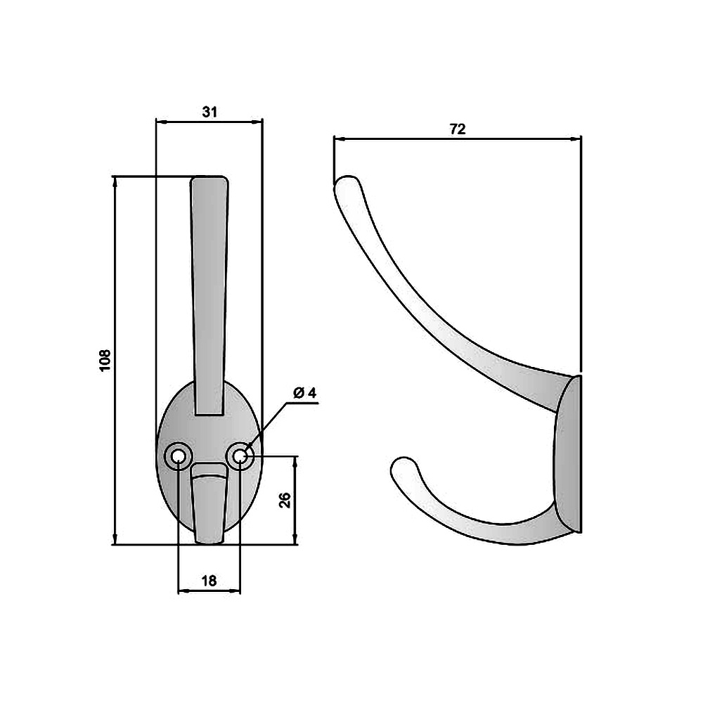 91122 věšák kloboukový satén chrom