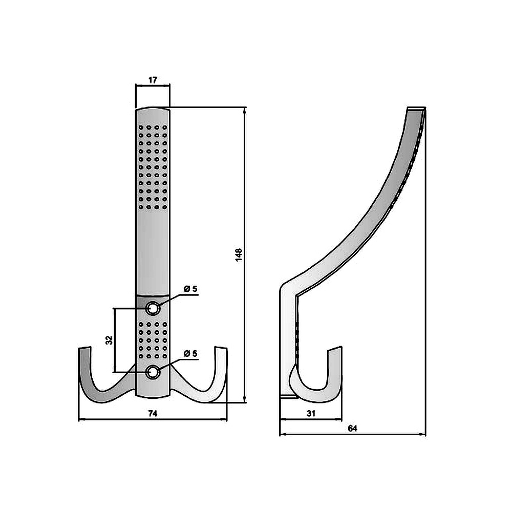 91136 - věšák satén chrom