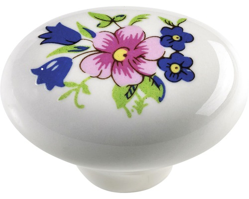 91158 knopka porcelán.bílý 38mm kytka
