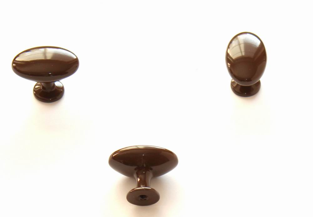 91309-Knopka kovová ovál 34x22mm, hnědá