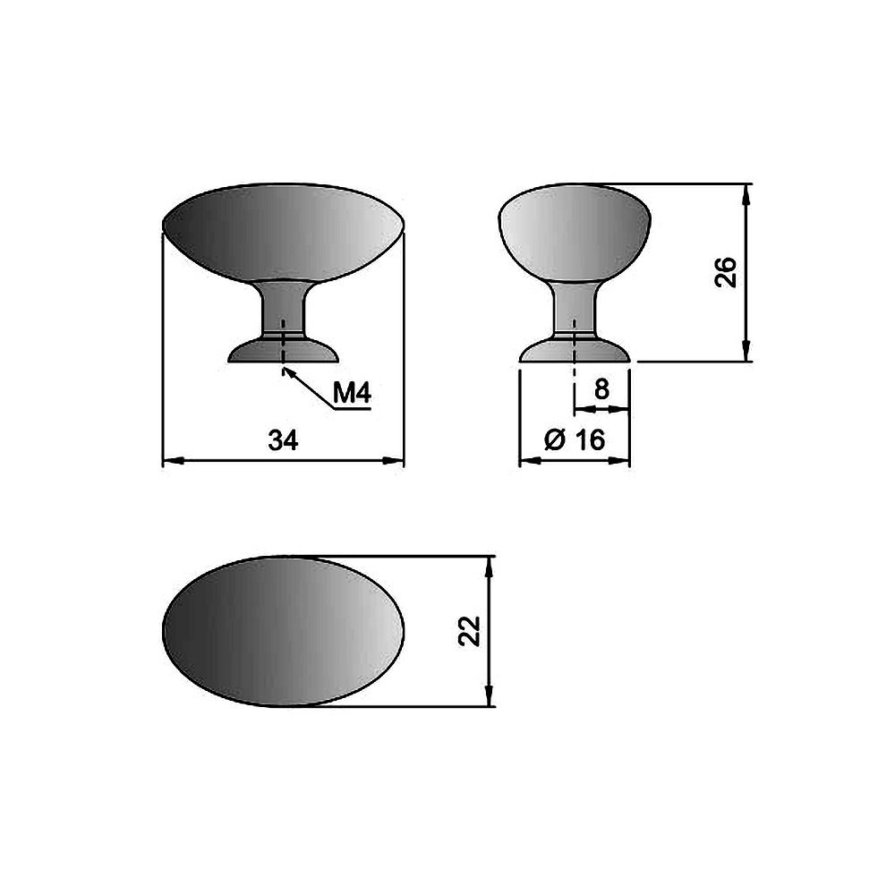 91317-knopka kovová ovál 34x22mm, bílá