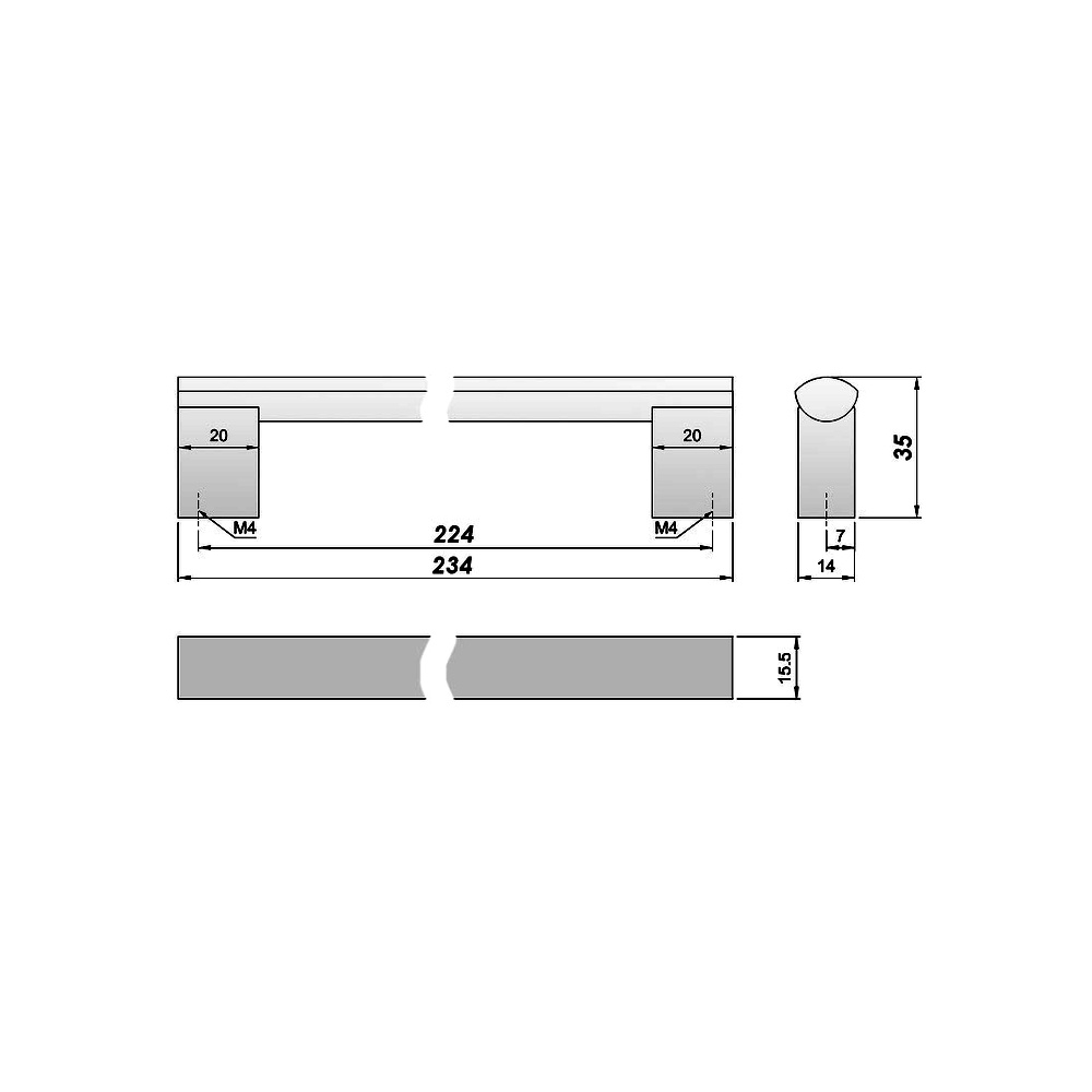 91411- úchytka 224mm hliník
