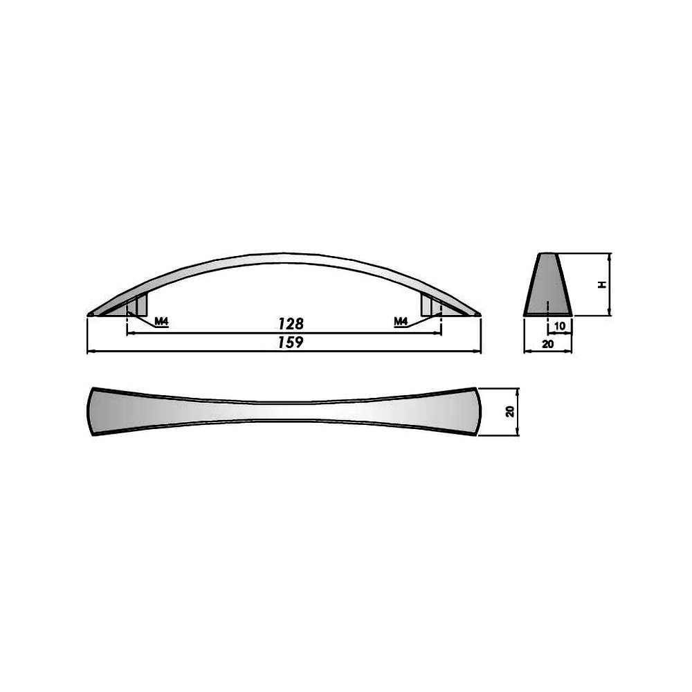91419 úchytka U025 rozteč 128mm chrom lesk