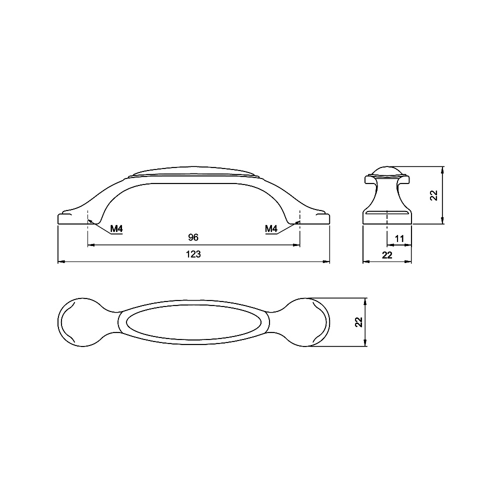 91455 úchytka rozteč 96mm staromosaz klásek