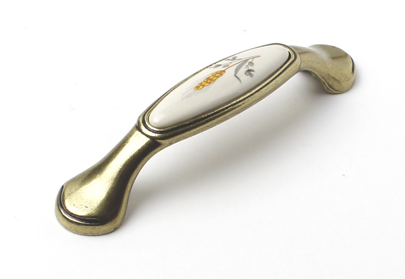 91455 úchytka rozteč 96mm staromosaz klásek