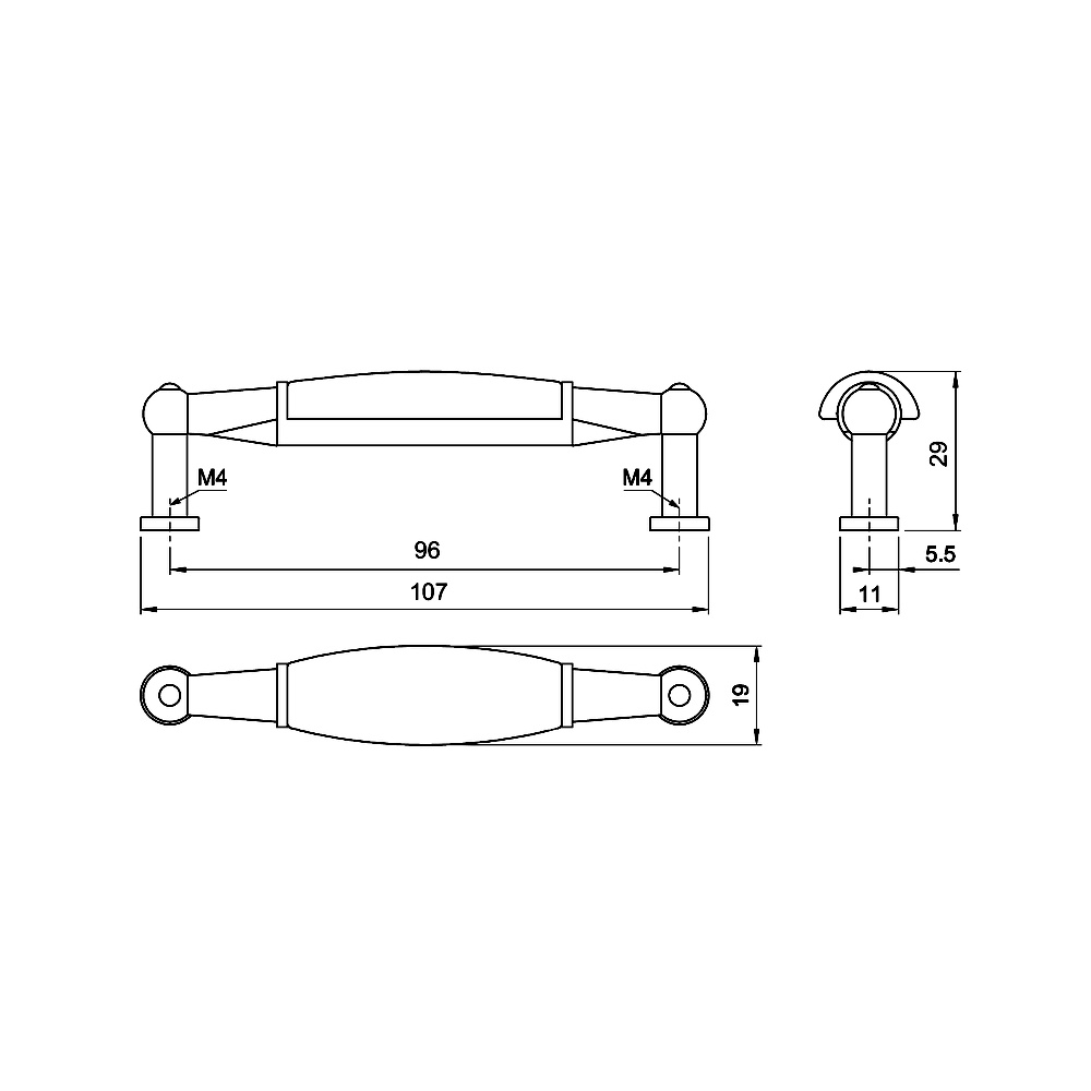 91457 úchytka rozteč 96mm staromosaz podzim